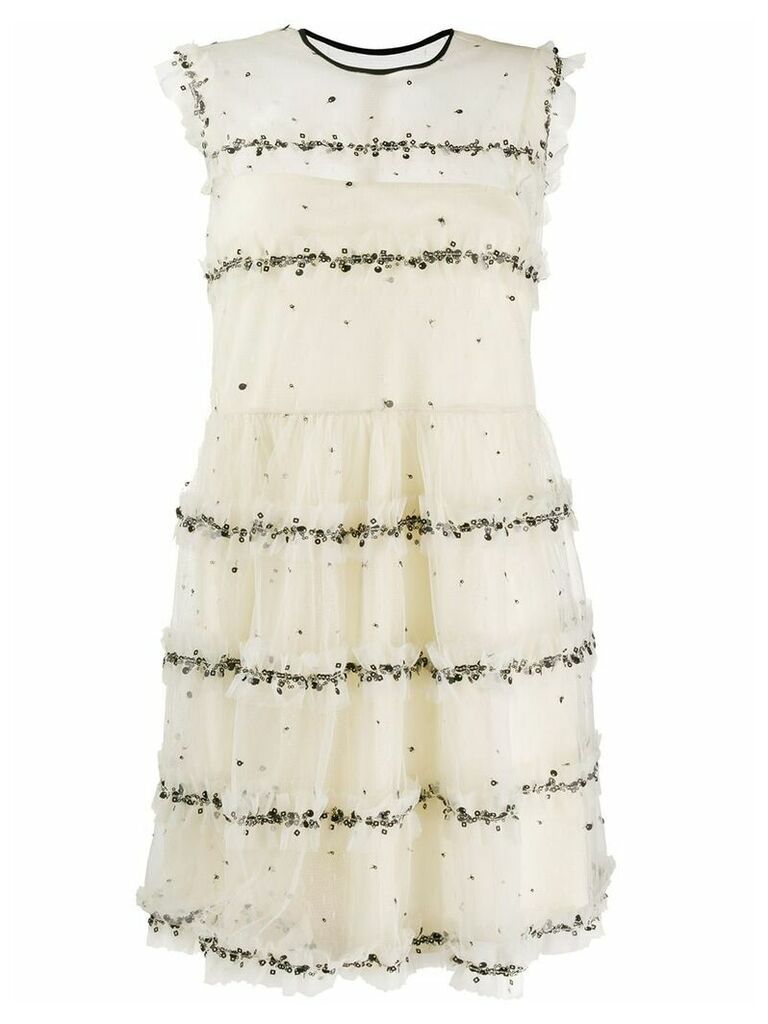 Red Valentino tulle tiered mini dress - NEUTRALS