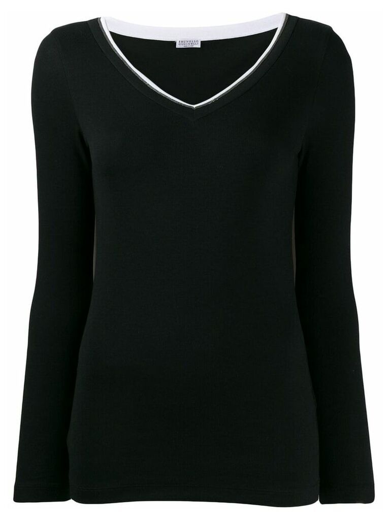 Brunello Cucinelli long-sleeve fitted top - Black
