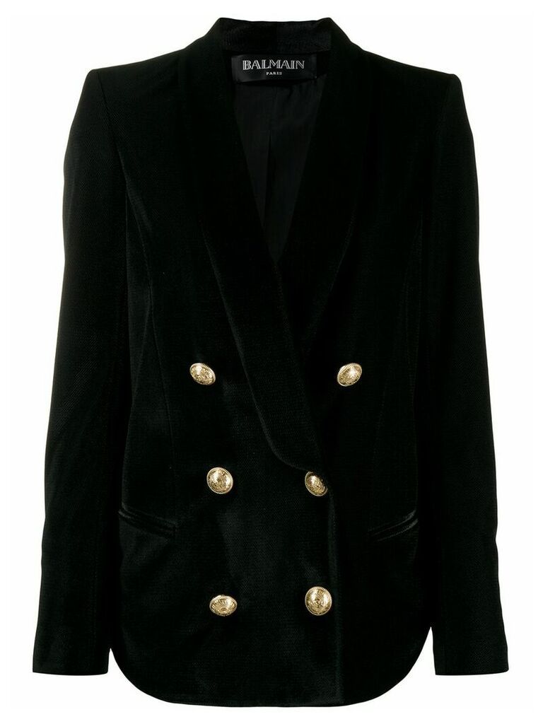 Balmain velvet button-embellished blazer - Black