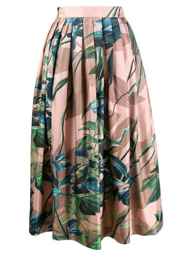 Agnona pleated floral print skirt - Pink