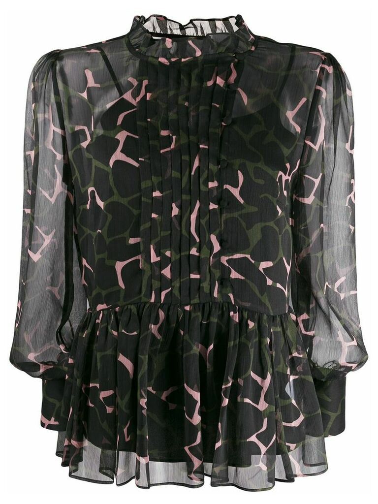 Emporio Armani floaty camouflage-print blouse - Black