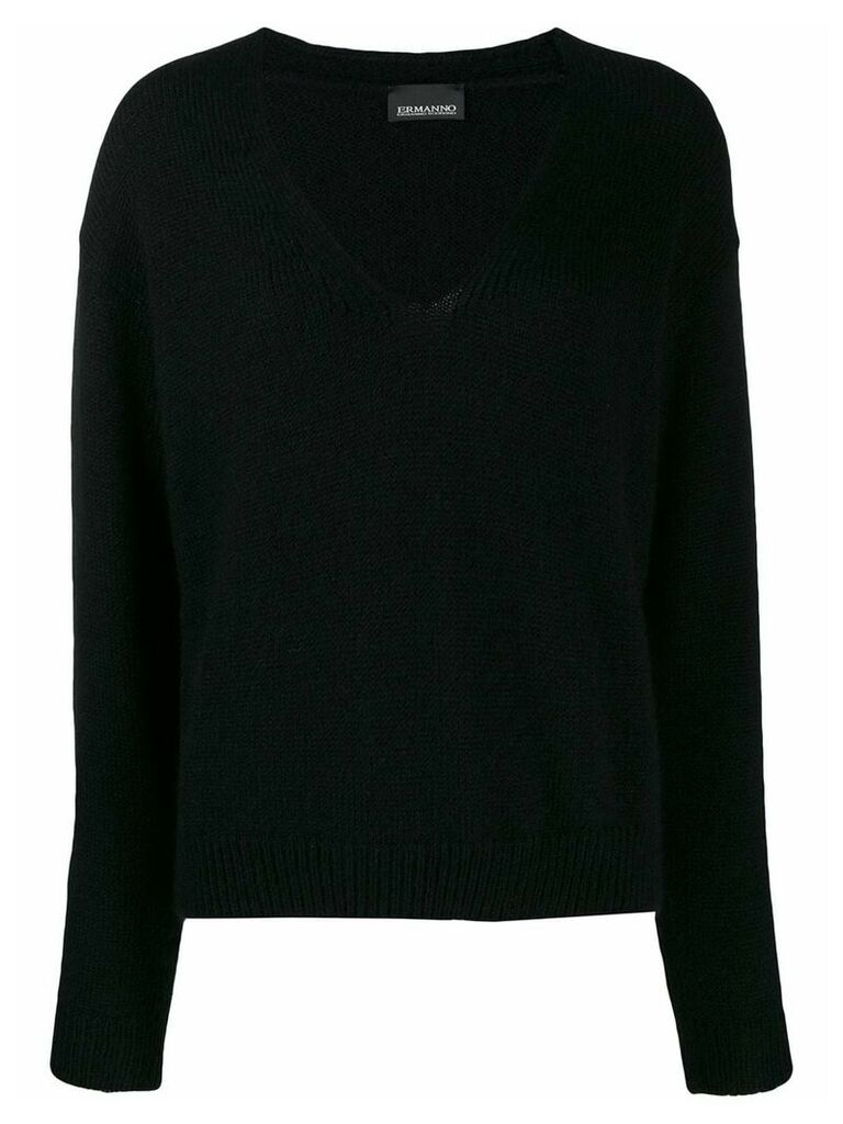 Ermanno Ermanno oversized v-neck jumper - Black