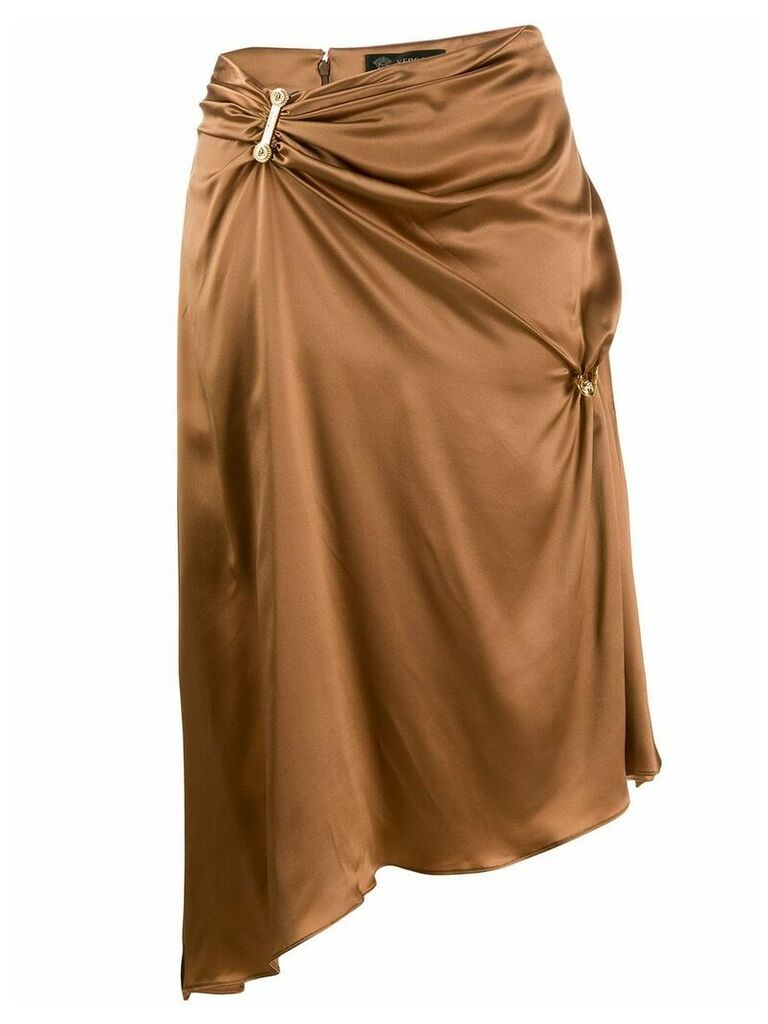 Versace embellished draped mid-length skirt - Brown