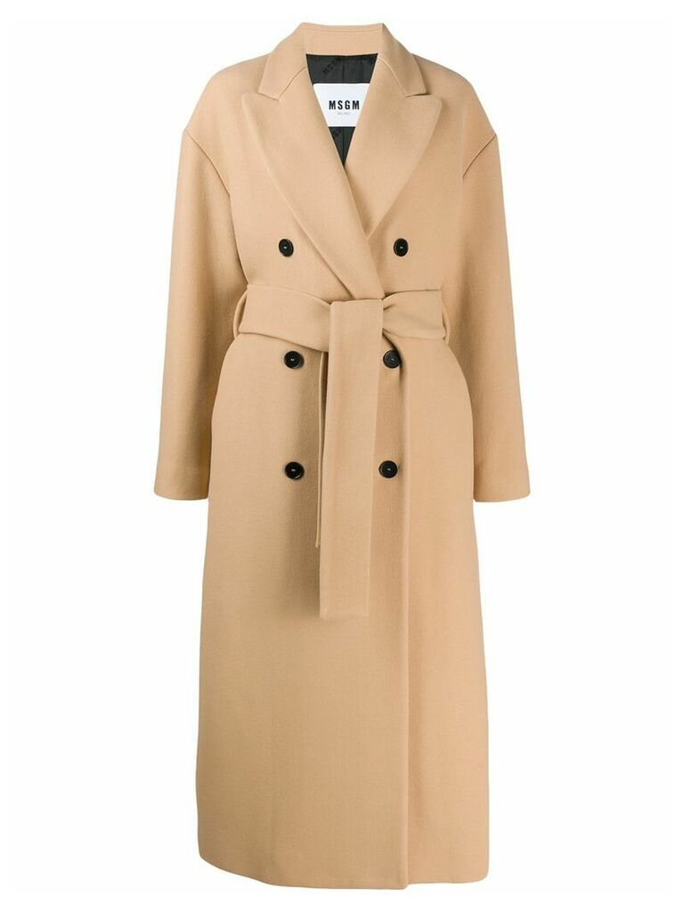 MSGM double-breasted virgin wool trench coat - NEUTRALS