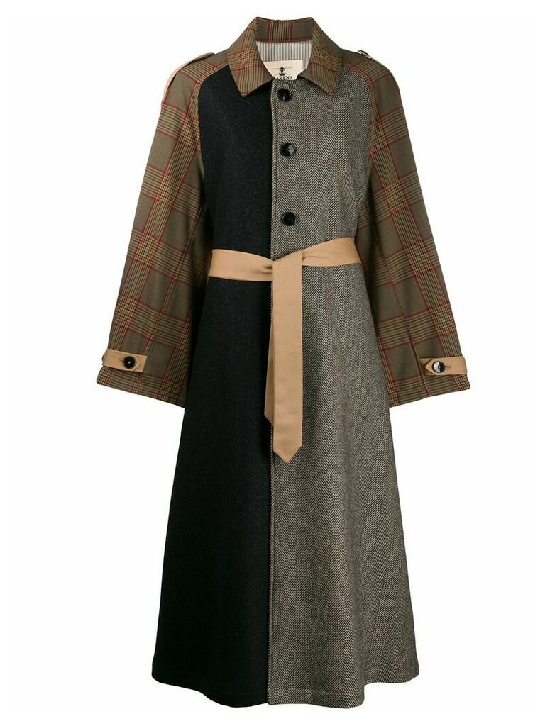 Barena patchwork design coat - Brown