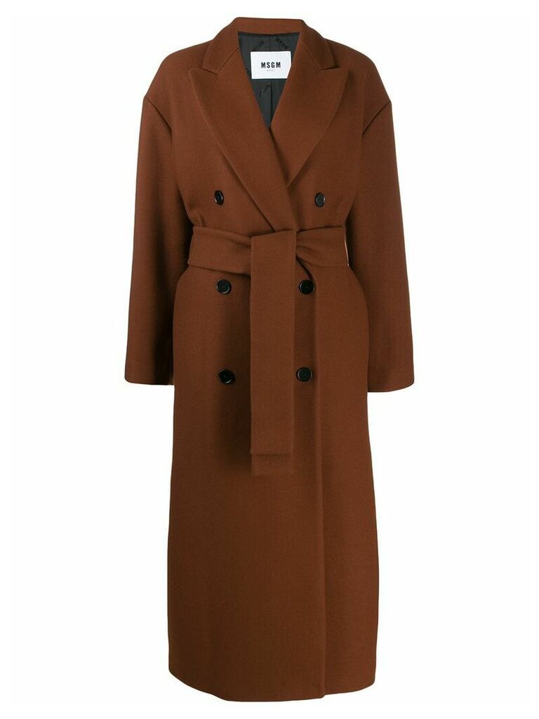 MSGM double-breasted virgin wool coat - Brown