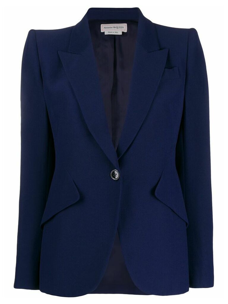Alexander McQueen exaggerated shoulder blazer jacket - Blue