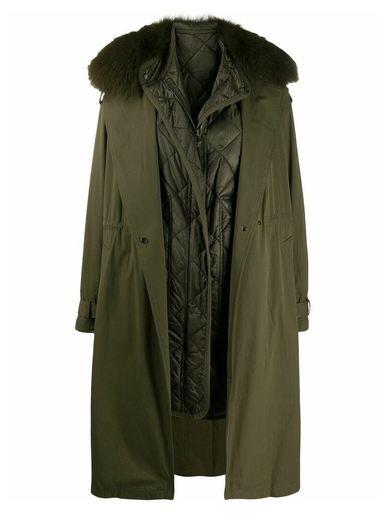 Yves Salomon Army faux fur trim parka coat - Green