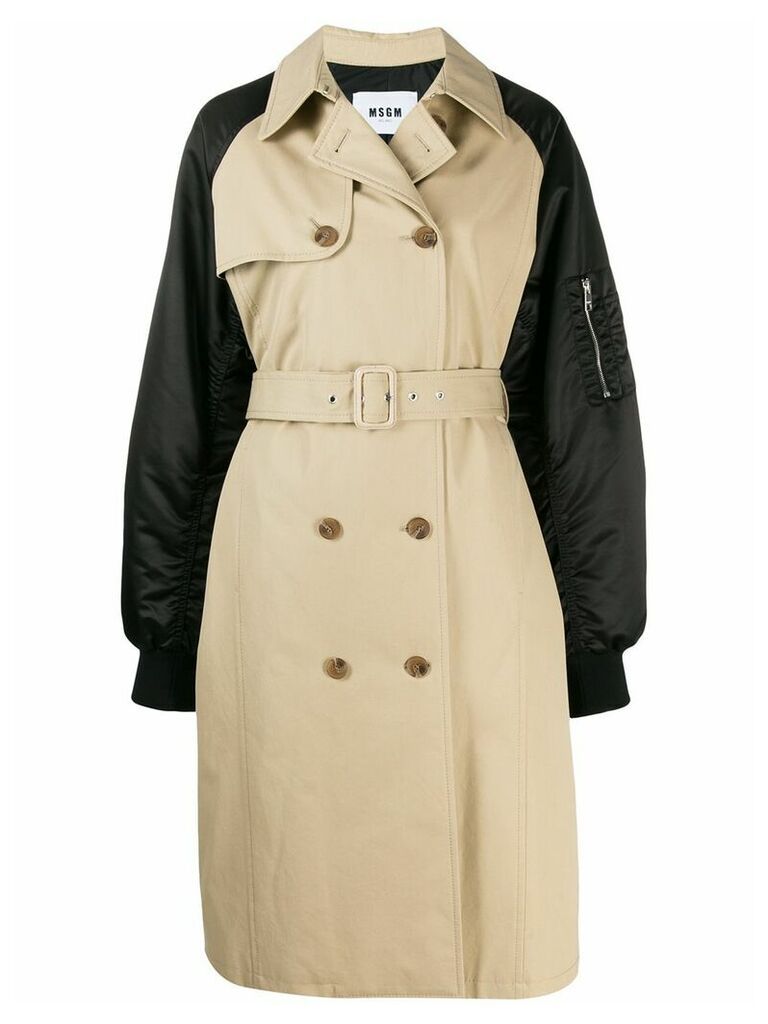 MSGM double-breasted trench coat with bomber sleeves - NEUTRALS