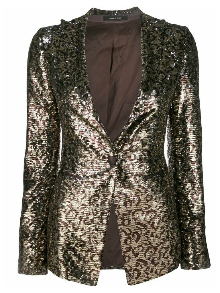 Tagliatore leopard print sequin embroidered blazer - Metallic