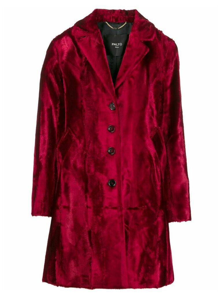 Paltò single-breasted velvet coat - Red