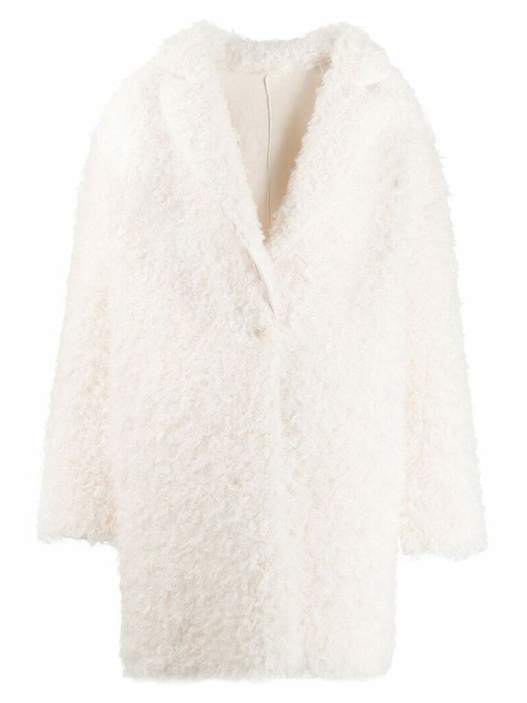 Pinko textured cocoon coat - White