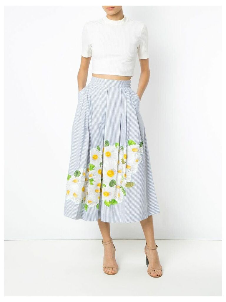 Isolda daisy print embroidered skirt - Blue