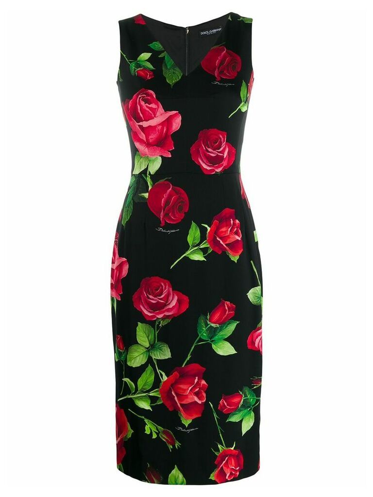 Dolce & Gabbana rose print midi dress - Black