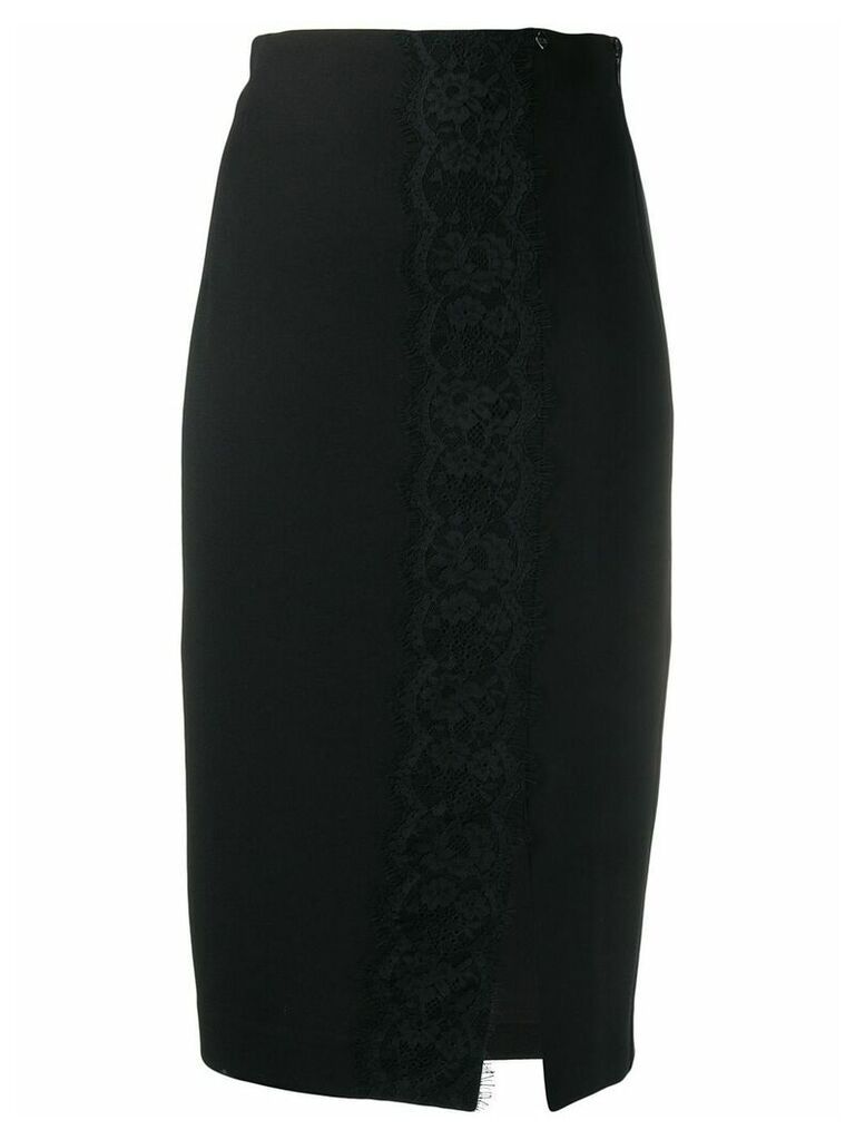 Twin-Set lace trim pencil skirt - Black