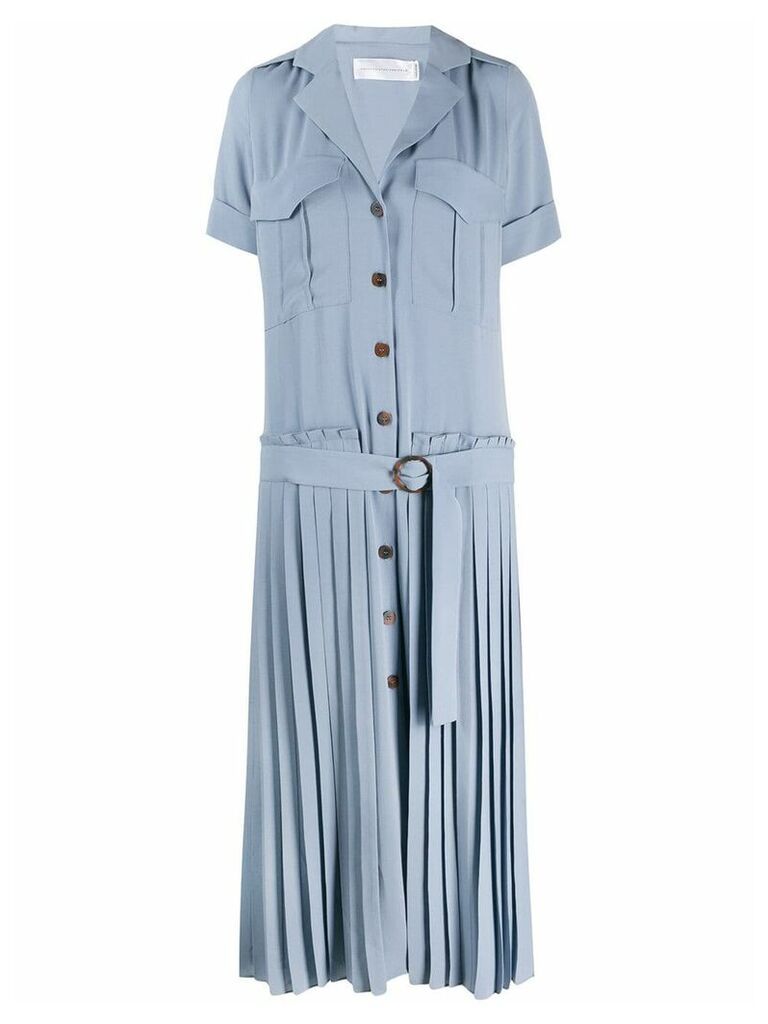 Victoria Beckham pleated long shirt dress - Blue