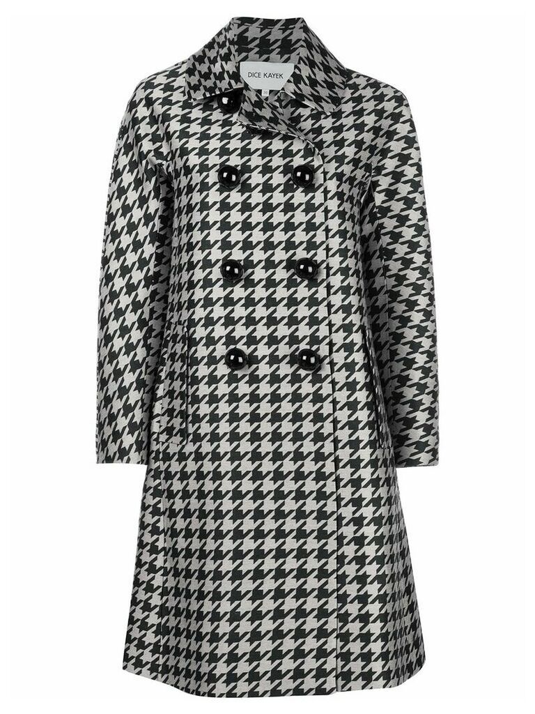 Dice Kayek double breasted houndstooth coat - Black