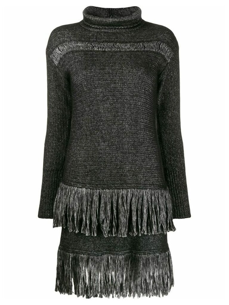 Blumarine fringed sweater dress - Black