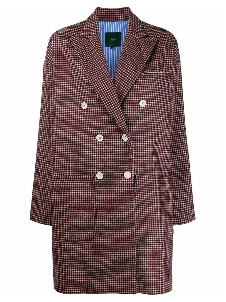 Jejia double breasted check coat - Black
