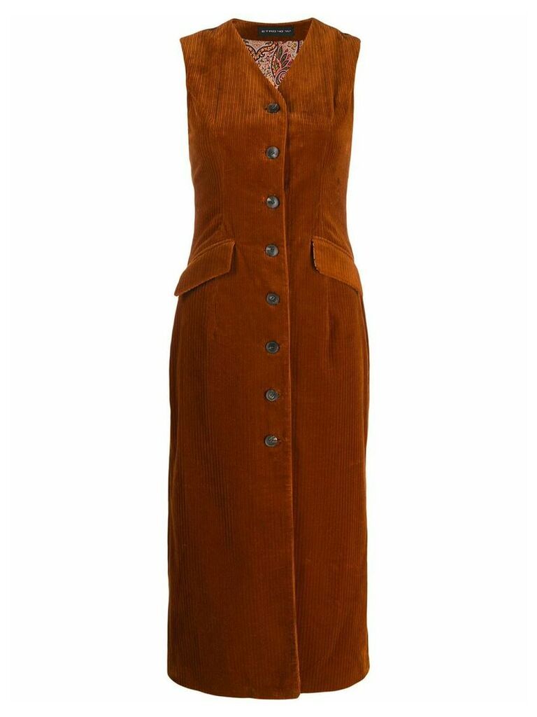 Etro corduroy button-up dress - Brown