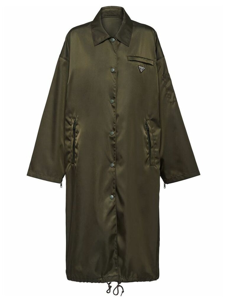 Prada pointed collar buttoned parka coat - Green