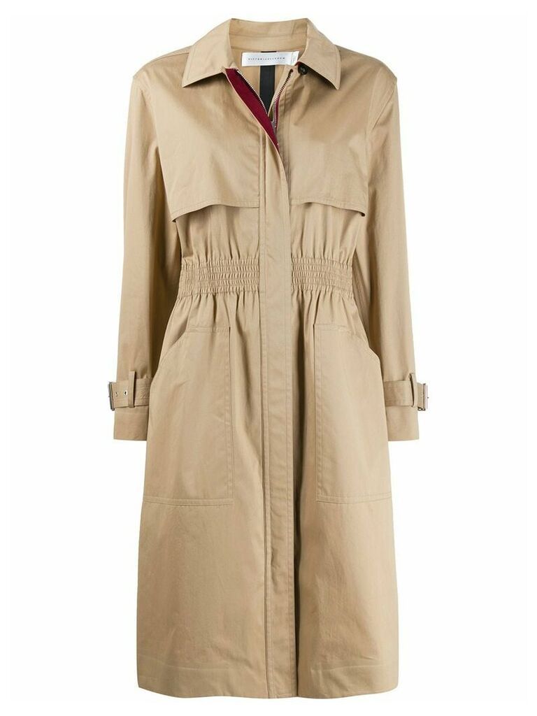 Victoria Beckham cinched waist trench coat - NEUTRALS
