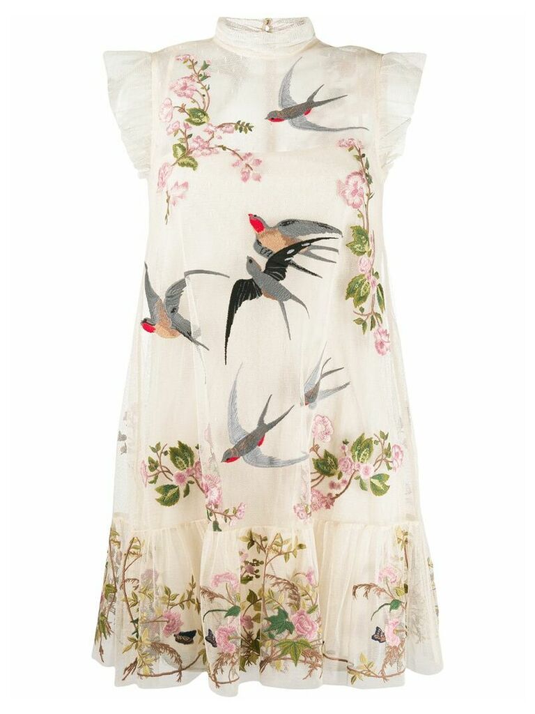 Red Valentino RED(V) floral and bird mini dress - NEUTRALS