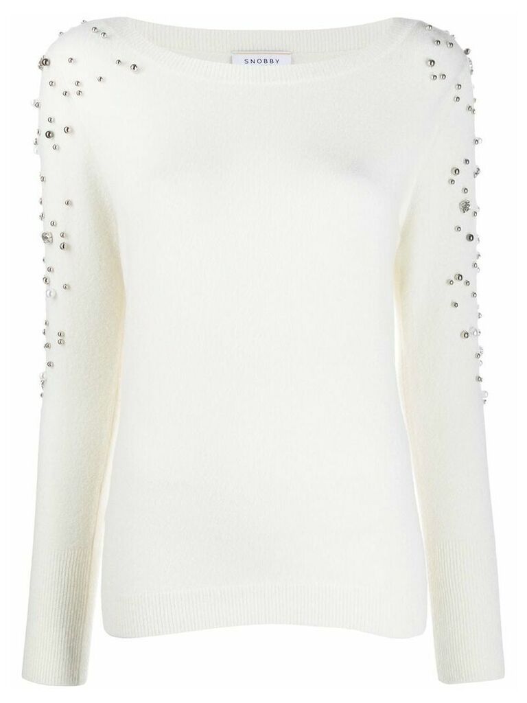 Snobby Sheep pearl-embellished knit sweater - White