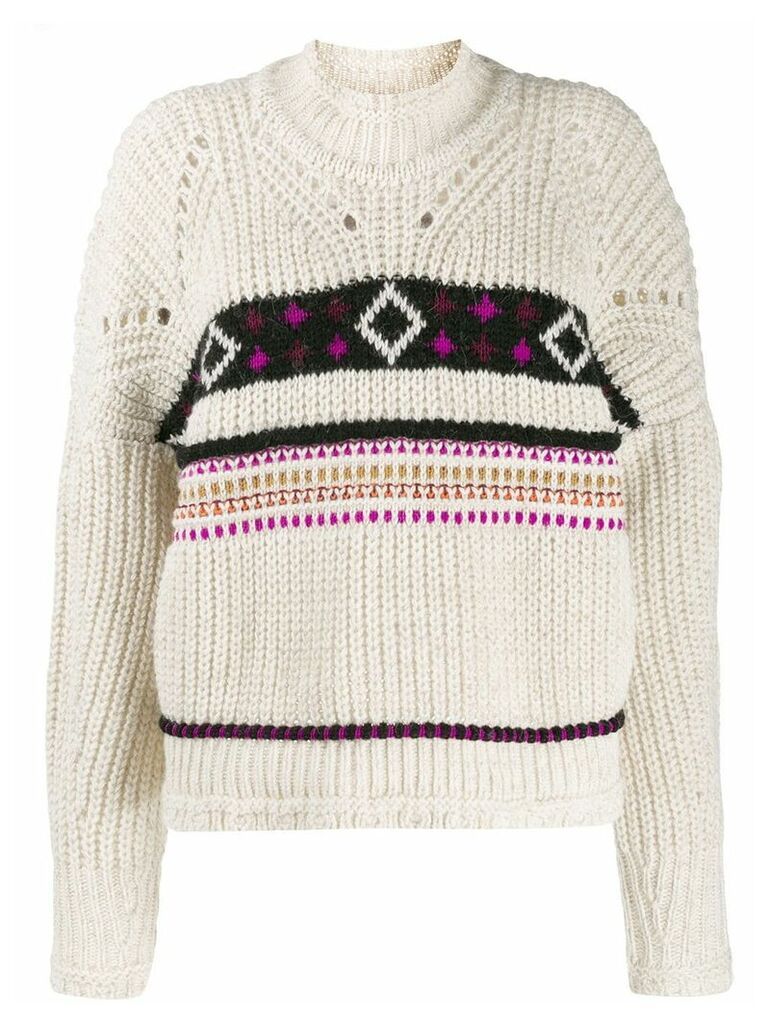 Isabel Marant intarsia-knit jumper - NEUTRALS
