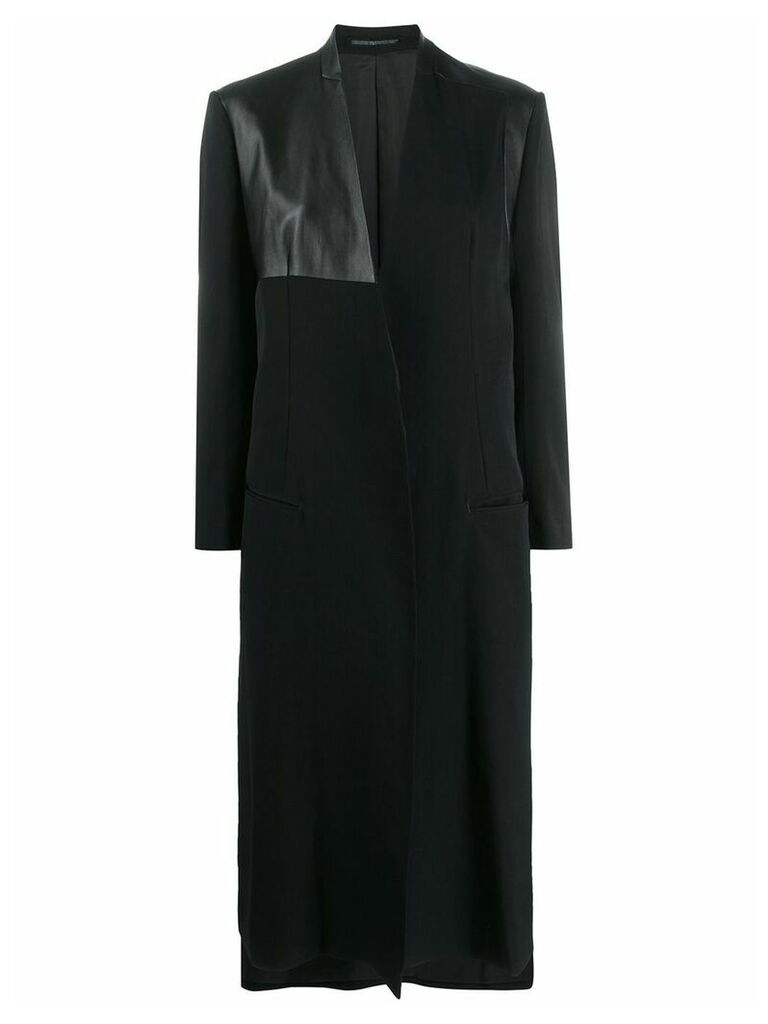 Yohji Yamamoto lambskin panel coat - Black
