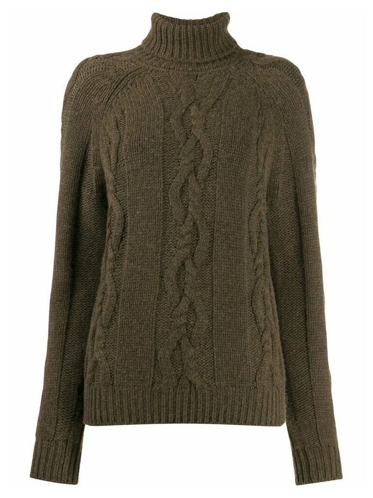 Holland & Holland cable-knit roll neck jumper - Brown
