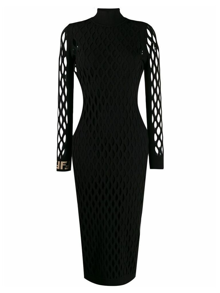 Fendi FF motif detail mesh dress - Black