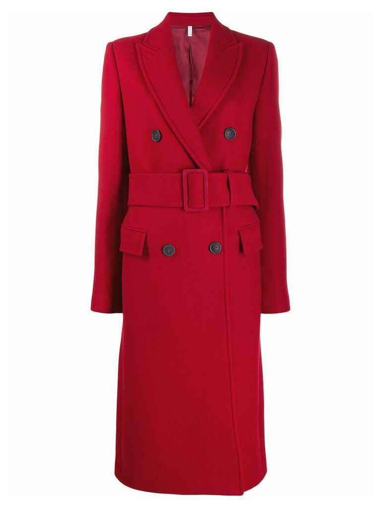 Helmut Lang double-breasted belted coat - Red