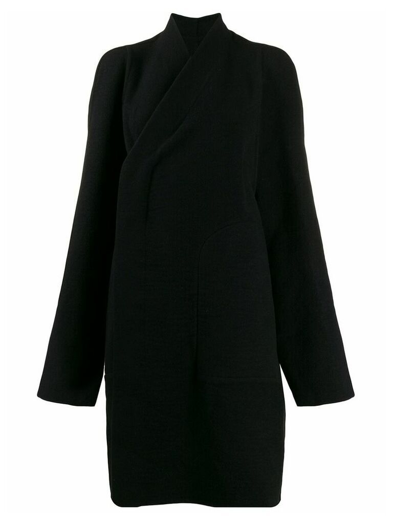 Rick Owens wrap style front coat - Black