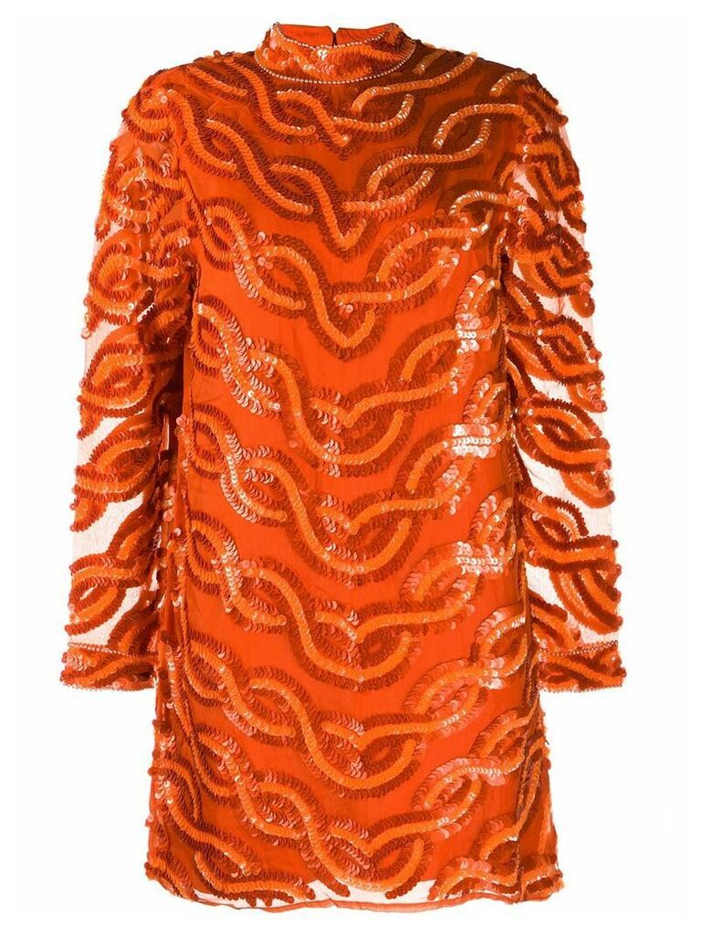 Erika Cavallini sequin-embellished silk dress - ORANGE