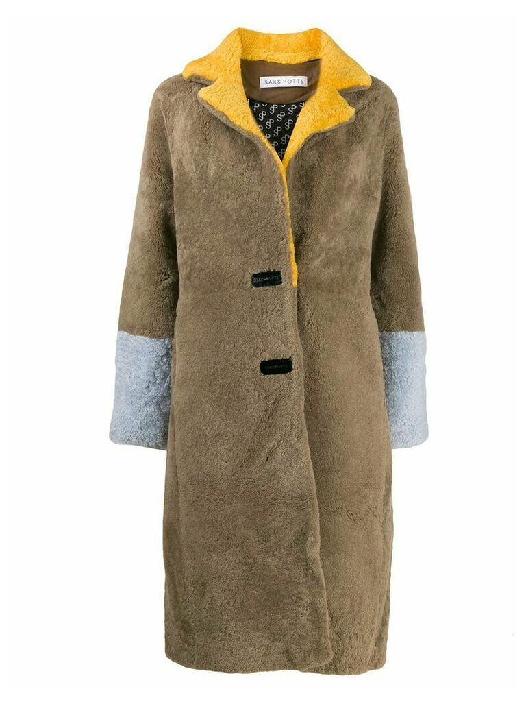 Saks Potts Febbe colour-blocked coat - Brown