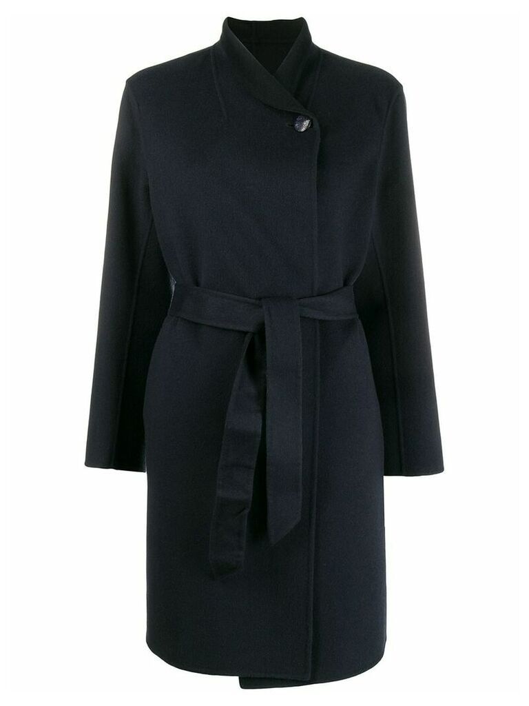 Emporio Armani belted shawl-collar coat - Blue