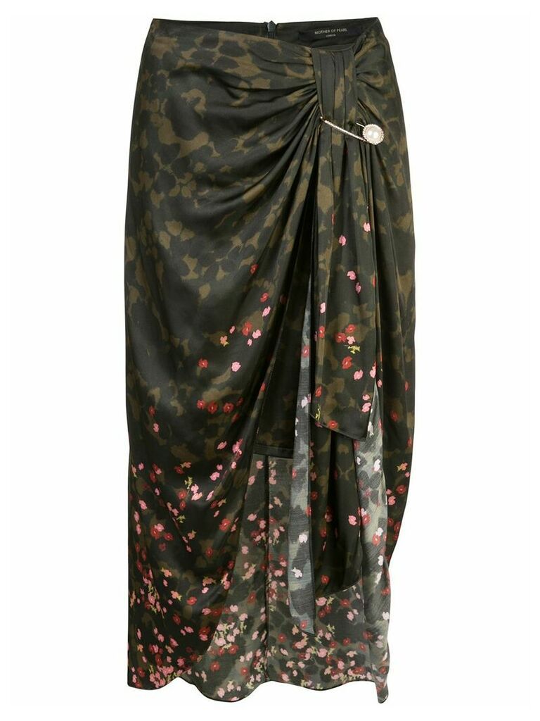 Mother Of Pearl draped camouflage print skirt - Green