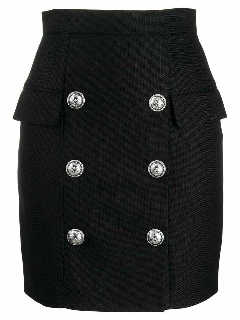 Balmain button detail high waisted skirt - Black