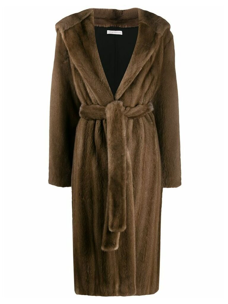 Inès & Maréchal hooded fur coat - Brown