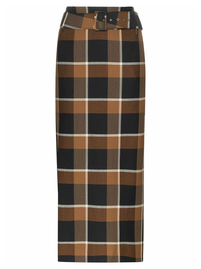 Staud Simone plaid print skirt - Brown
