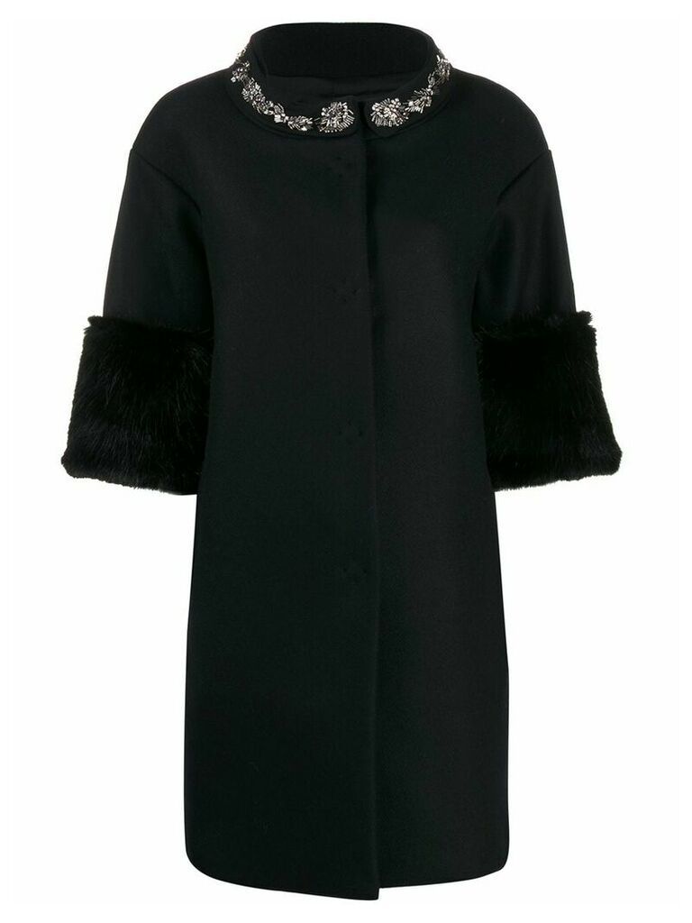 Twin-Set embroidered coat - Black