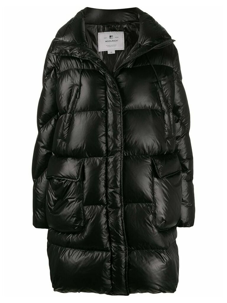 Woolrich concealed zip up down coat - Black