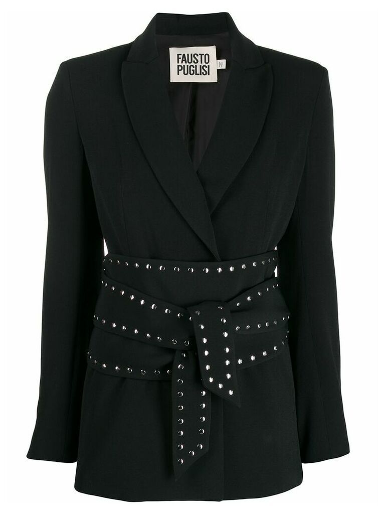 Fausto Puglisi stud-embellished tie-fastening blazer - Black