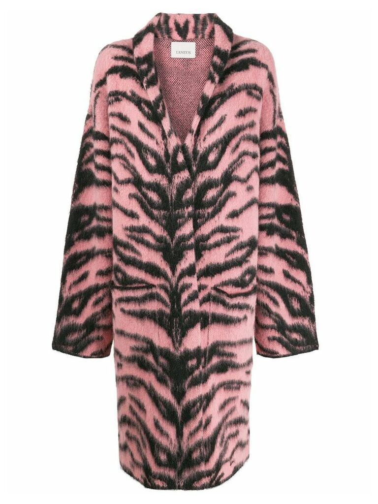 Laneus long tiger-pattern coat - Pink