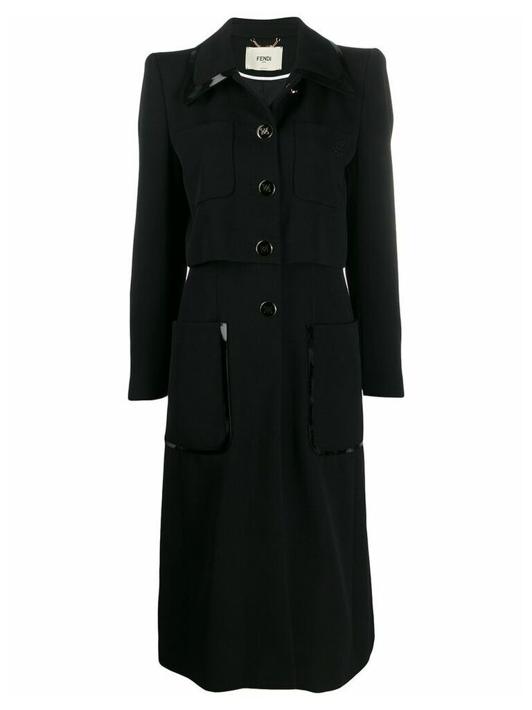 Fendi layered single-breasted coat - Black