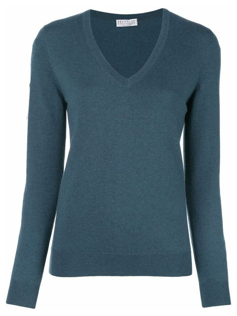 Brunello Cucinelli long-sleeve fitted sweater - Blue