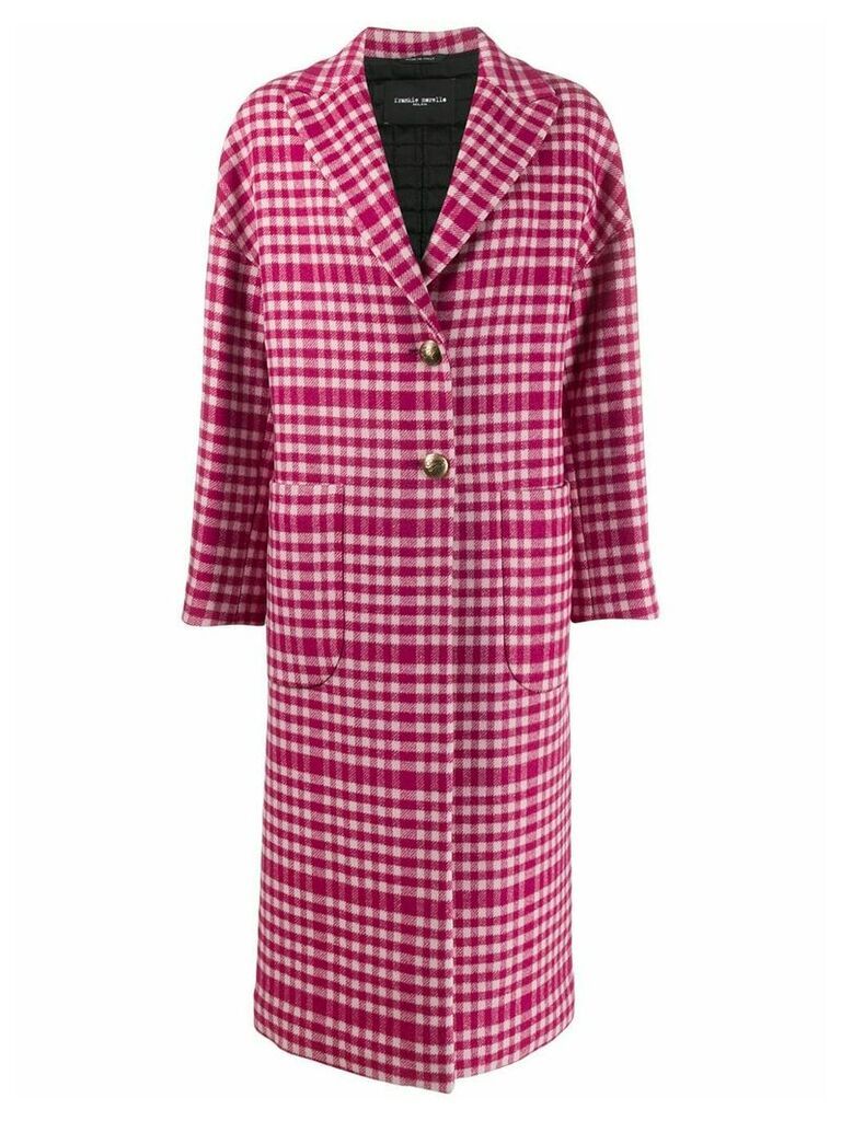 Frankie Morello gingham check patterned boxy coat - PINK