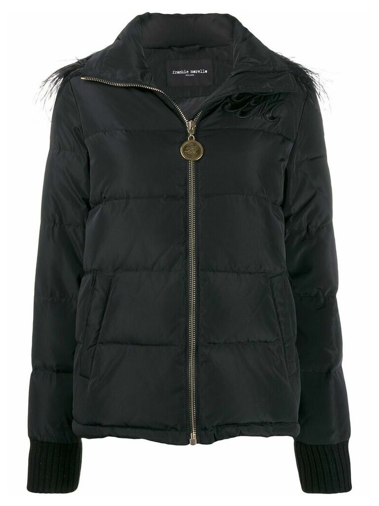 Frankie Morello padded embellished coat - Black