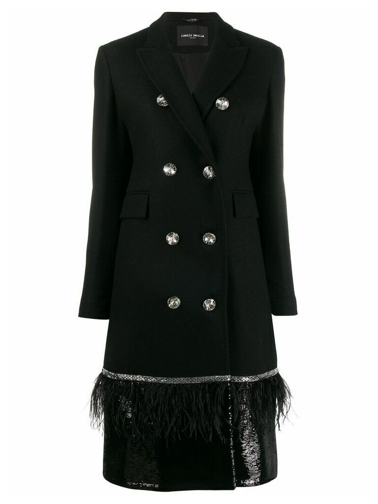 Frankie Morello decorative button embellished coat - Black